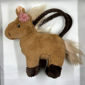 Child's Plush Palomino Pony shaped Horse Purse Zipper Bag 14", plush handles